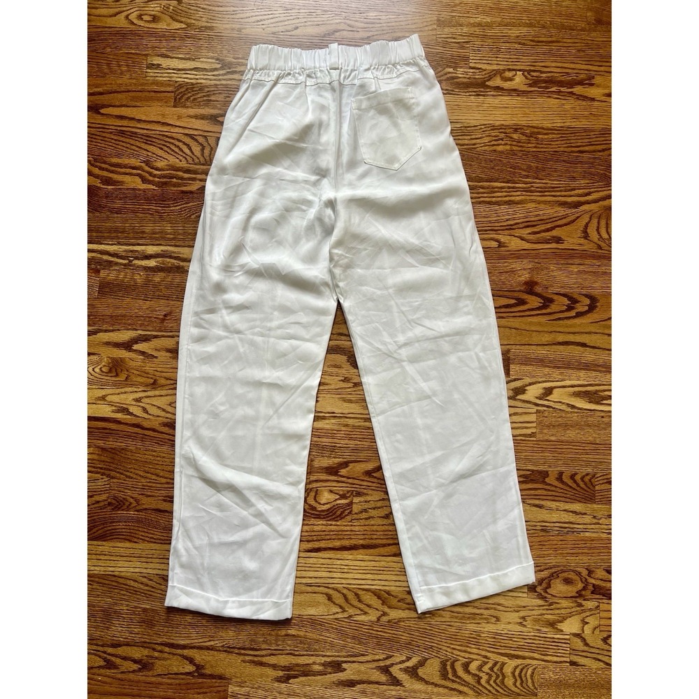 Anthropologie Lili Sidonio Wide Leg Pants White Beach Boat Lake Resort Sz S - Picture 4 of 5